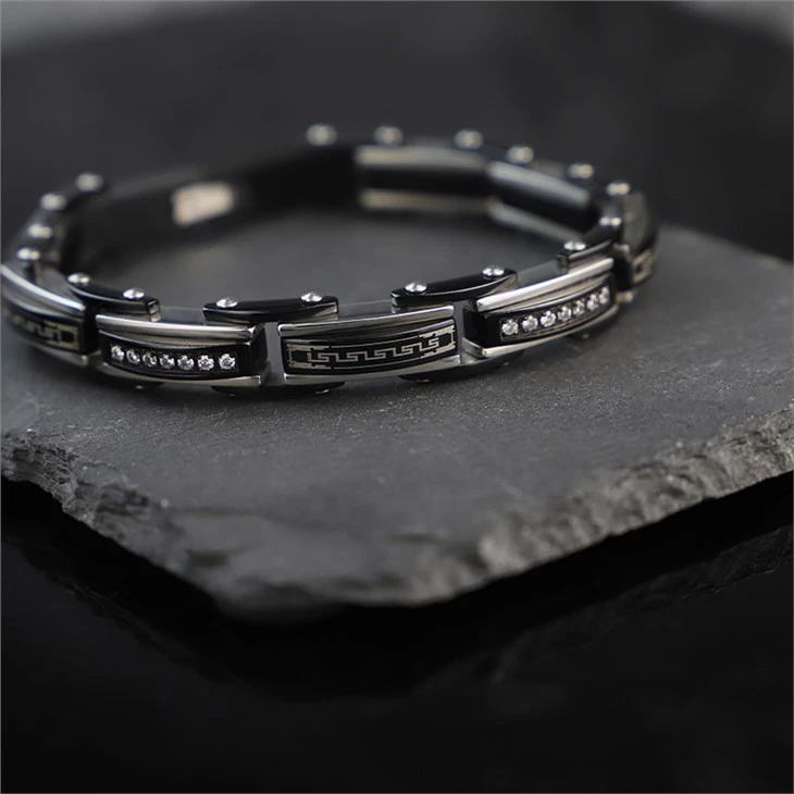 Greek Stainless Steel Link Cuff  Bracelet 03