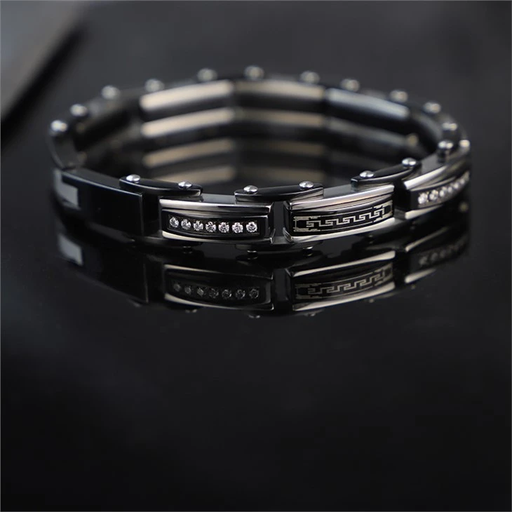 Greek Stainless Steel Link Cuff  Bracelet 02