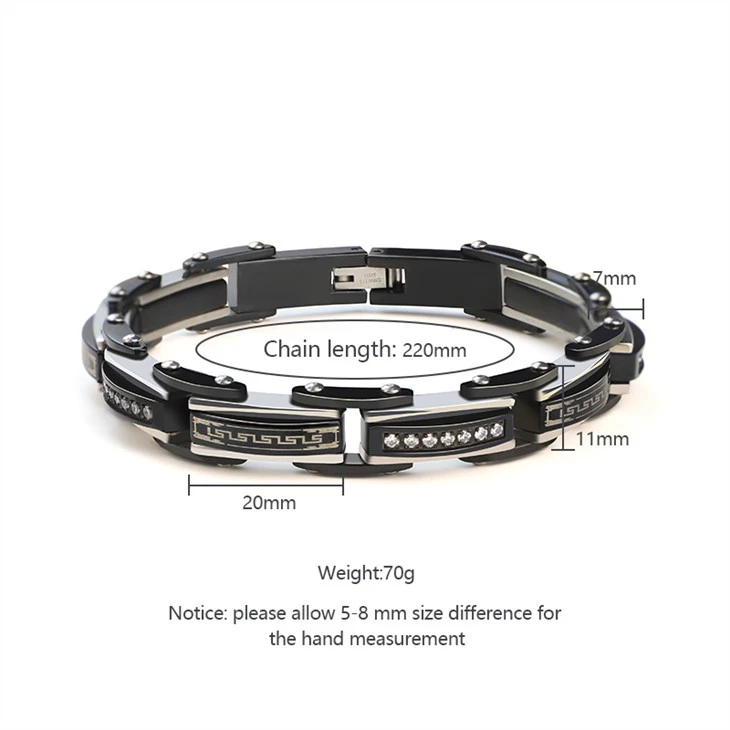 Greek Stainless Steel Link Cuff  Bracelet 04