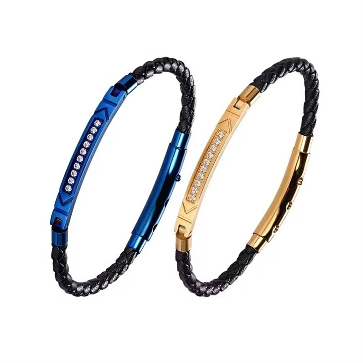 Adjustable Clasp Black PU Braided Leather Crystal Luxury Leather Bracelet Women Adjustable Clasp Black PU Braided Leather Crystal Luxury Leather Bracelet Women
