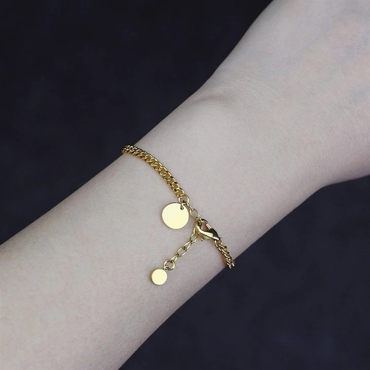 Gold Mini Disc Curb Chain Bracelet price