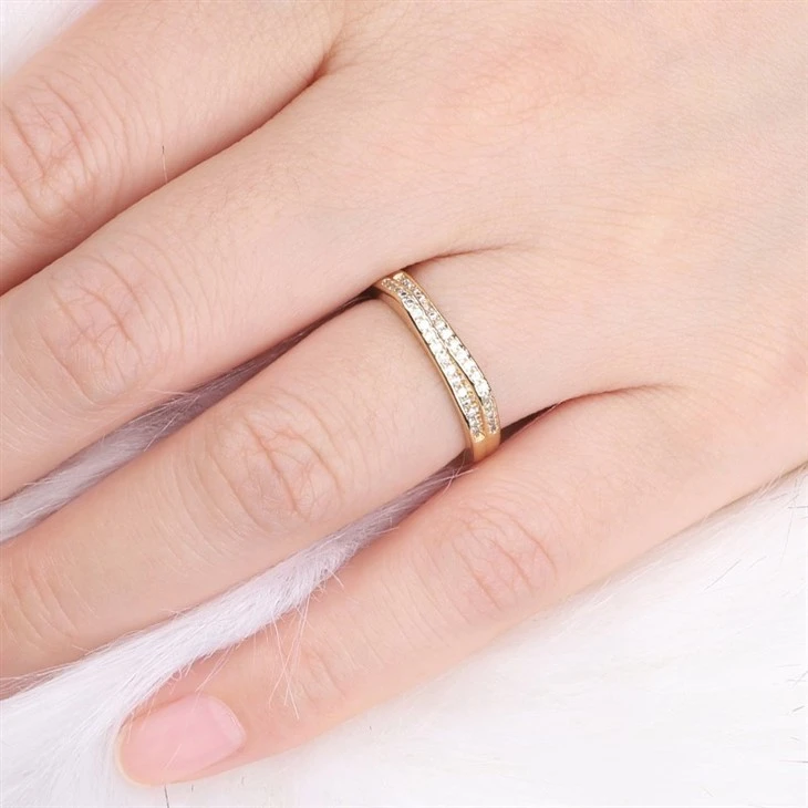 Double Row Scraped-edge Zircon Open Band Ring price Double Row Scraped-edge Zircon Open Band Ring price