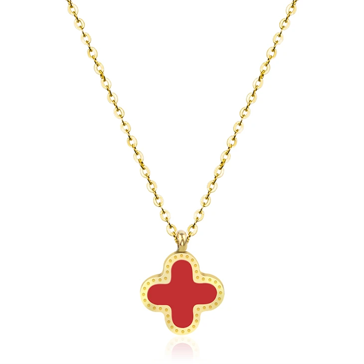 Elevate Your Style With Our Stunning Wholesale Gift Box Of 18k Gold Plated Four Leaf Clover Stainless Steel Jewelry Sets – Perfect For Any Fashion-forward Woman!