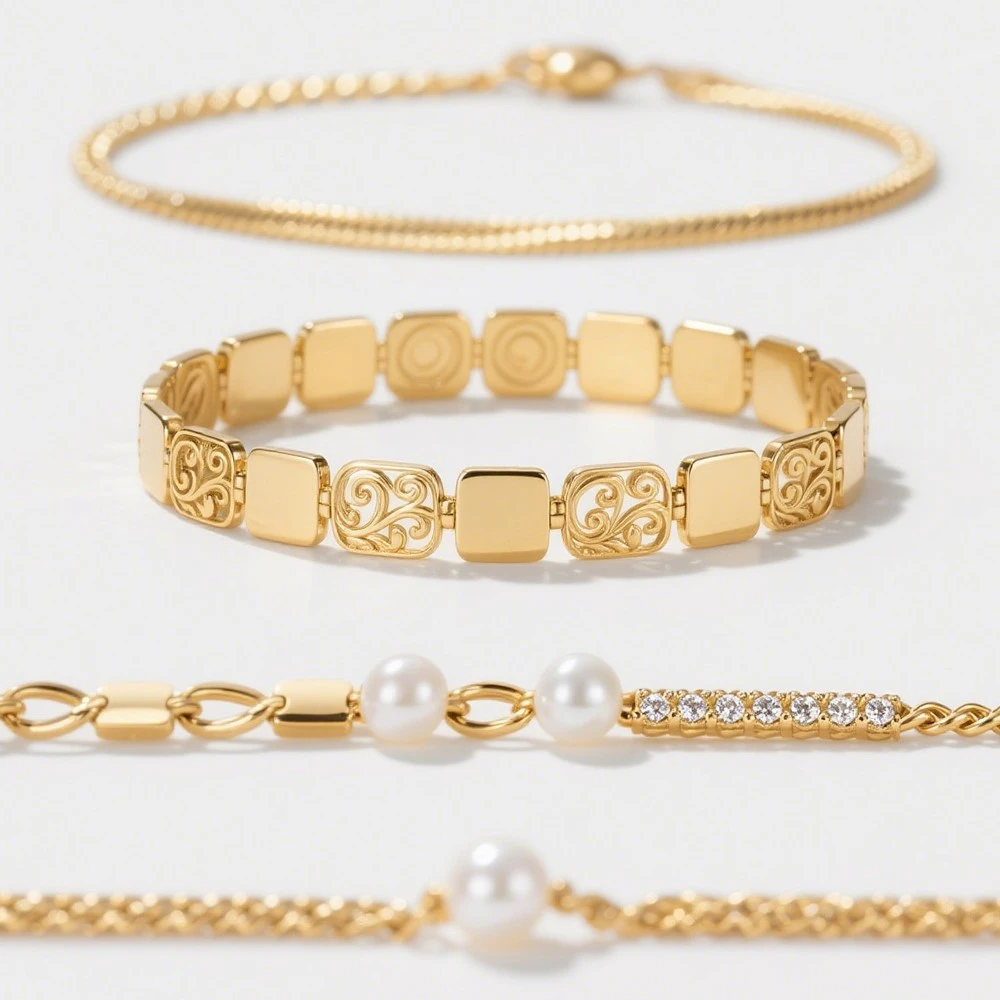 14k /18k loop chain bracelet bangle with pearl 14k /18k loop chain bracelet bangle with pearl