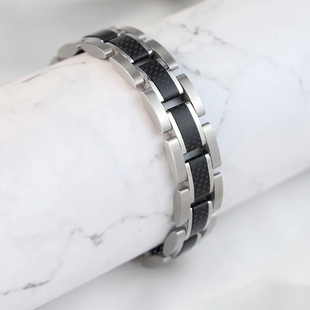 stainless steel black and steel color bracelet stainless steel black and steel color bracelet